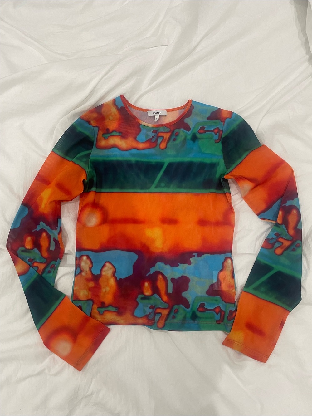 Miaou Long Sleeve Mesh Tee in Thermal | Small